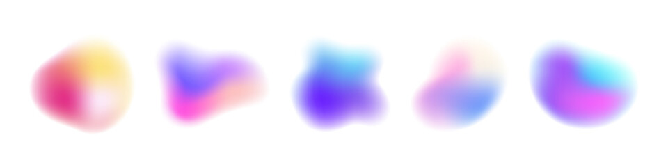 Soft organic shapes collection. Set of colorful liquid blurred gradient elements. Y2K minimalist design