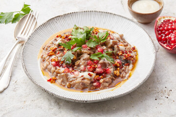 Aubergine and Lentil Bake with Pomegranate