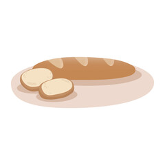 Baguette vector illustration on white background. Delicious bread. Bakery elements.