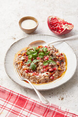 Aubergine and Lentil Bake with Pomegranate