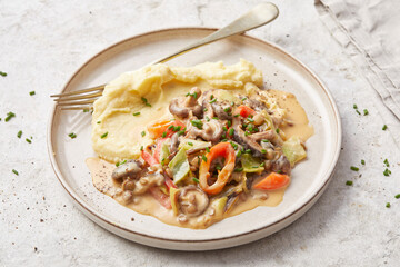 Lentil and Vegetable Stew with Mashed Potato
