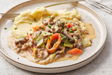 Lentil and Vegetable Stew with Mashed Potato