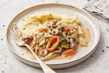 Lentil and Vegetable Stew with Mashed Potato