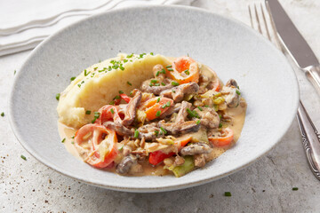 Lentil and Vegetable Stew with Mashed Potato