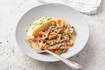 Lentil and Vegetable Stew with Mashed Potato