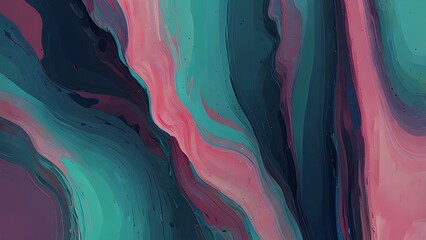 Abstract blue, mint and pink background with interlaced digital glitch and distortion effect. Generative AI