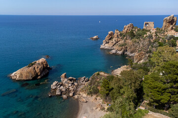 Coast in Cefalù area from the sea in Sicily