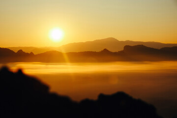 The sea of fog at Phuphamok,This mountain is located in Pang Mapha District, Mae Hong Son Province.Thailand.