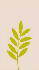 Minimalist Leaf Silhouette Wallpaper in Muted Bright Green