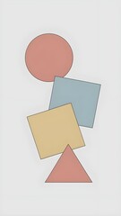 Modern Minimalist Geometric Shapes Wallpaper with Muted Bright Colors