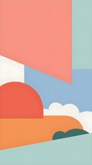 Minimalist Whimsical Color Blocks Wallpaper with Muted Bright Colors
