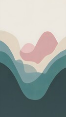 Minimalist Abstract Mountain Layers Wallpaper in Muted Pastels
