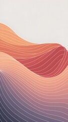 Minimalist Abstract Wave Line Wallpaper in Muted Bright Colors