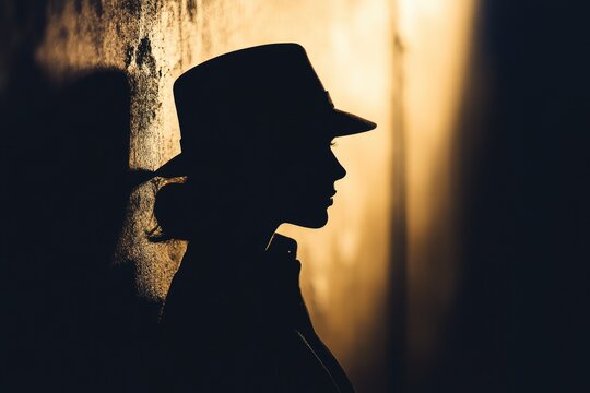 Enigmatic Female Figure: Silhouetted Woman Shrouded in Shadows, Evoking Mystery and Intrigue
