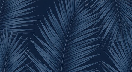 Obraz premium Navy Blue Palm Leaves Tropical Plant Background Texture