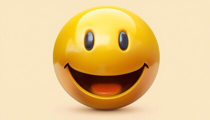 Fototapeta premium Realistic yellow glossy 3d emotion happy face