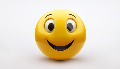 Fototapeta premium Realistic yellow glossy 3d emotion happy face