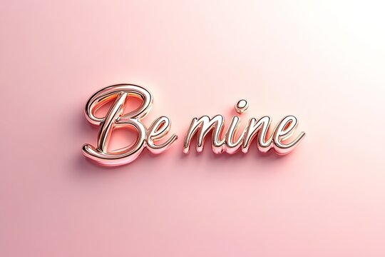 3D text "Be mine" on pink background, romantic gesture