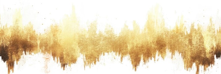 Glittering Gold Brushstroke: Shimmering Gold Color Smear on White Canvas for Elegant Invitations and Celebratory Banners