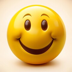 Fototapeta premium Realistic yellow glossy 3d emotion happy face