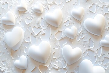 Obraz premium White heart shapes scattered on textured background