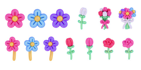 カラフルPOPなバルーンアート 3D イラスセット