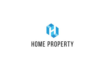 Obraz premium Letter H house building modern technological logo 