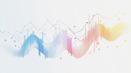Obraz premium Abstract white background with Colorful charts and graphs with statistics to innovative analyze business potential and forecast future development of companies growth.