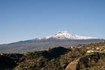 Fototapeta premium View of Etna volcano from Taormina in Sicily