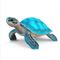 Obraz premium Vibrant Blue Sea Turtle: A digital artwork showcasing a serene aquatic creature.