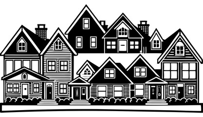 Residential Row Houses Vector Illustration for Real Estate and Community Design