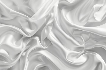 Obraz premium Photo of Glossy white satin fabric folds. Background texture for backdrops or mapping