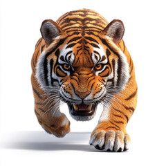 Obraz premium Majestic Tiger Charging Forward, Power and Grace in Full Display!