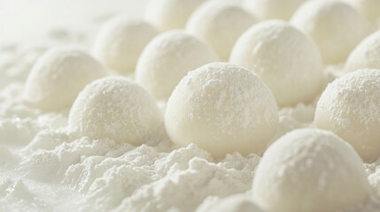 Close-up image of white tangyuan