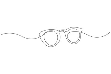 Sunglasses continuous one line drawing and eye glasses isolated outline flat illustration