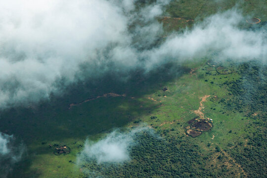 A traditional rural boma photographed from above in Kenya.