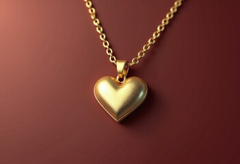 Gold Heart Pendant Necklace Mockup