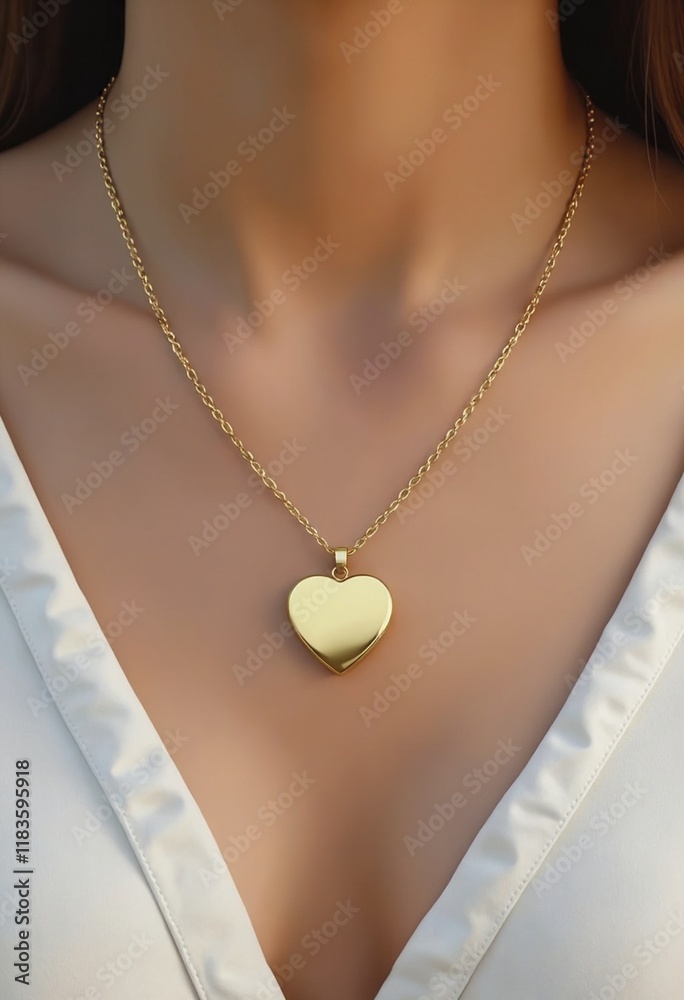 Canvas Prints Gold Heart Pendant Necklace Mockup