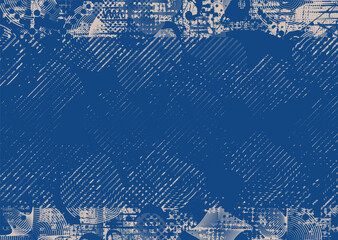 Background with glitch distorted grunge textures . grunge background texture with halftone dots, glitched shapes, textures and lines .Screen print vector background with grunge textured surface.