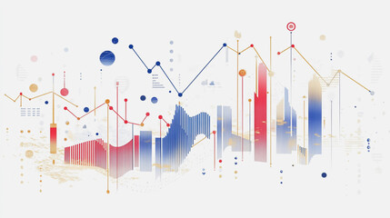 Abstract white background with Colorful charts and graphs with statistics to innovative analyze business potential and forecast future development of companies growth.