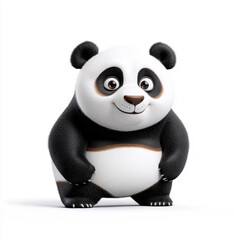 Adorable Panda Bear: A fluffy friend, standing happily on a white background.