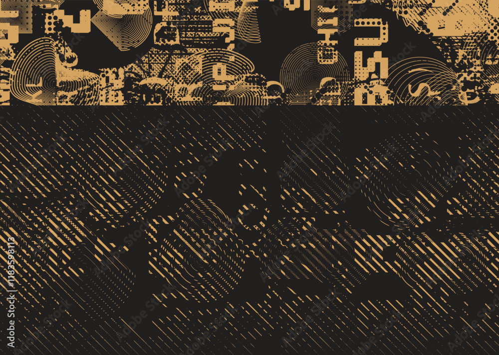 Aufkleber Background with glitch distorted grunge textures . grunge background texture with halftone dots, glitched shapes, textures and lines .Screen print vector background with grunge textured surface.
