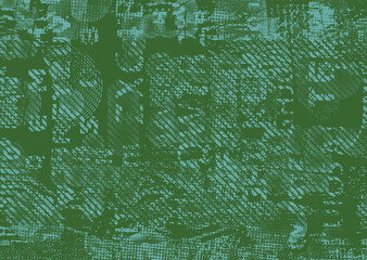 Background with glitch distorted grunge textures . grunge background texture with halftone dots, glitched shapes, textures and lines .Screen print vector background with grunge textured surface.