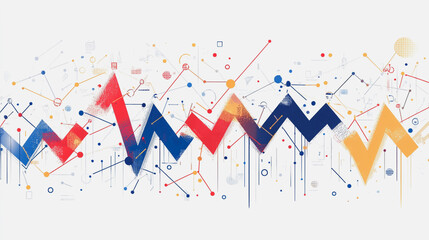 Abstract white background with Colorful charts and graphs with statistics to innovative analyze business potential and forecast future development of companies growth.