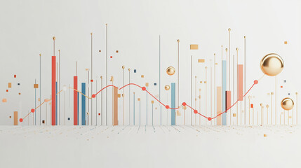 Naklejka premium Abstract white background with Colorful charts and graphs with statistics to innovative analyze business potential and forecast future development of companies growth.