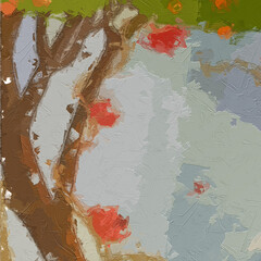 Various oil paintings, flowers, monkeys, parrots, giraffes, tigers, birds, tropical leaves,...