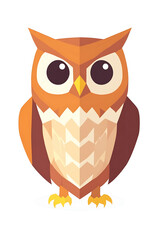 Fototapeta premium A stylized, geometric illustration of an owl with large eyes and vibrant colors.