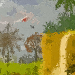 Various oil paintings, flowers, monkeys, parrots, giraffes, tigers, birds, tropical leaves,...
