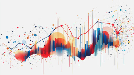 Obraz premium Abstract white background with Colorful charts and graphs with statistics to innovative analyze business potential and forecast future development of companies growth.