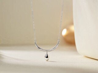 simple silver jewelry necklace with clean background